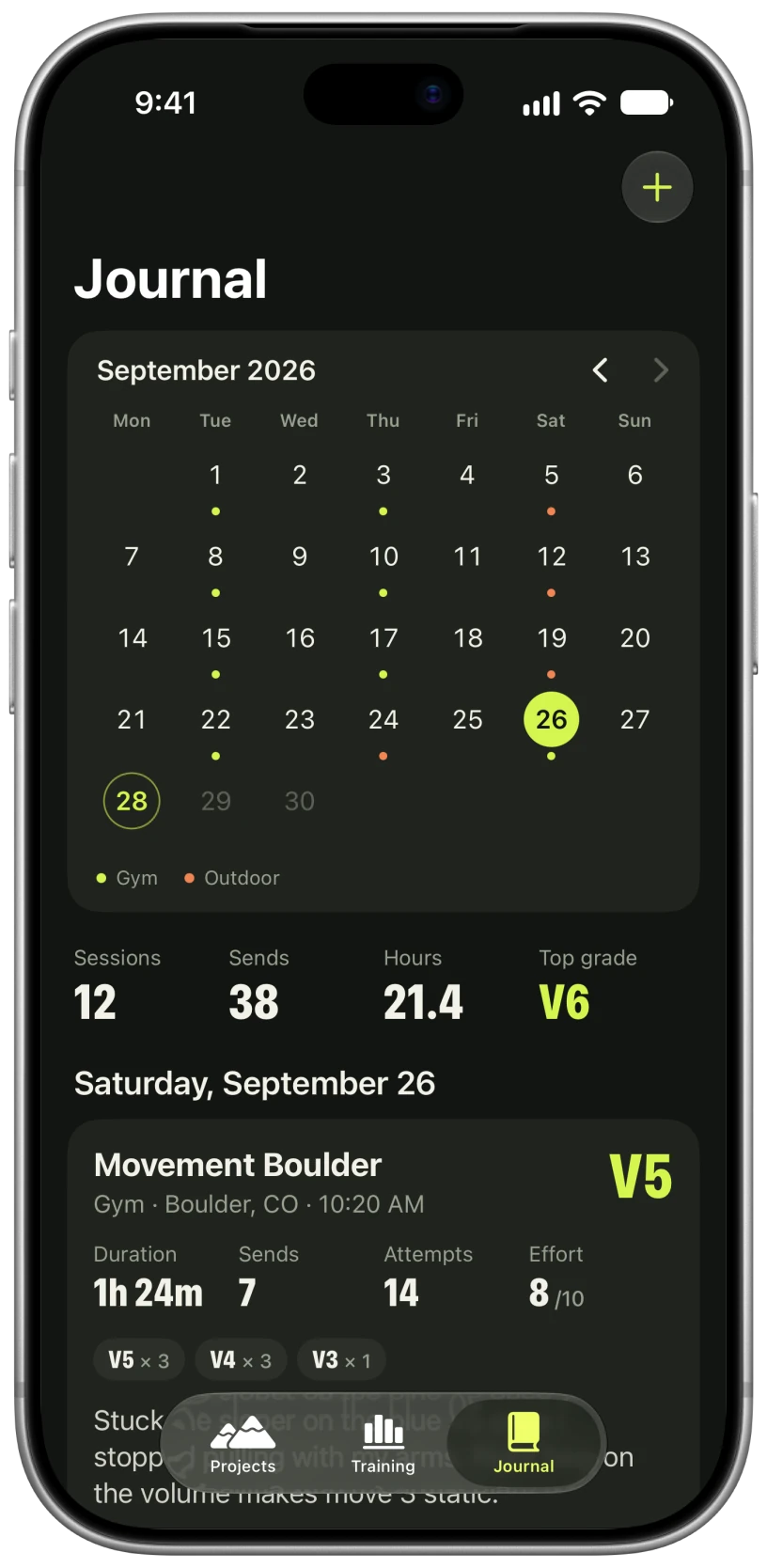 Crux Journal screen